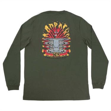 Imagem de Camiseta Manga Longa Drop Dead Bowl In Fire - Verde Militar-Masculino