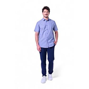 Imagem de Camisa Masculina Algodão com Listras Branca - Rabbitohs, Azul navy, G