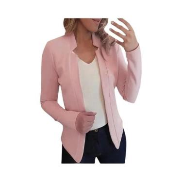 Imagem de Blazer Feminino Fino Branco De Manga Longa Slim Fit Para Verão E Outon