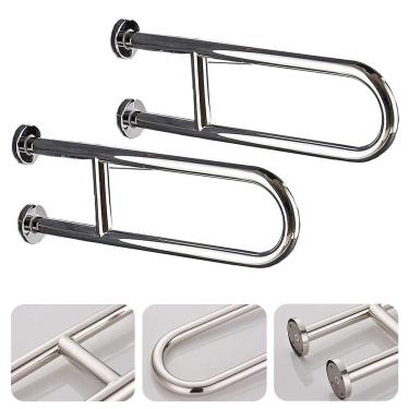 Imagem de Barra de Apoio em U 60cm Kit 2 Uni Banheiro Box Seguranca Idoso Gestante Cadeirante Lav...
