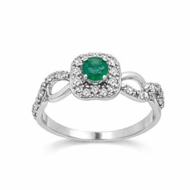 Imagem de Anel em Ouro Branco 18K com Esmeralda e Diamantes - Joia Exclusiva - J