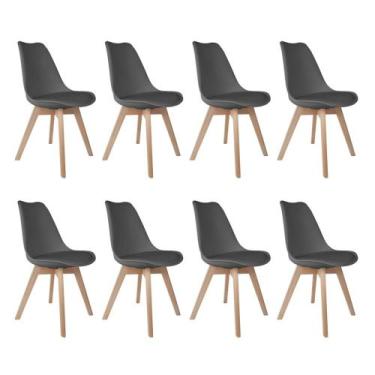 Imagem de Conjunto 8 Cadeiras Saarinen Cinza Wood para Jardins Sala de Jantar e 