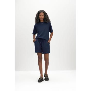 Imagem de Shorts feminino em malha texturizada Essendi - Azul-Feminino
