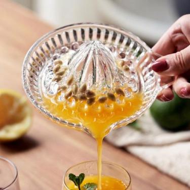 Imagem de Espremedor De Frutas Laranja Limão Extrator Manual De Vidro Cristal Co