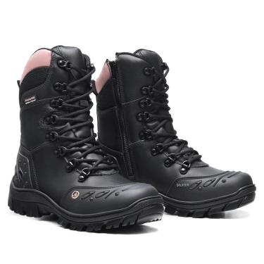 Imagem de Bota Motociclista Feminina Coturno Cano Alto Motocross Couro Palmilha Gel-Feminino