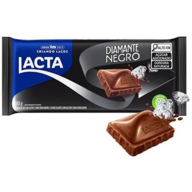 Imagem de Chocolate Lacta ao leite Diamante Negro 80g, Chocolate ao leite com cr
