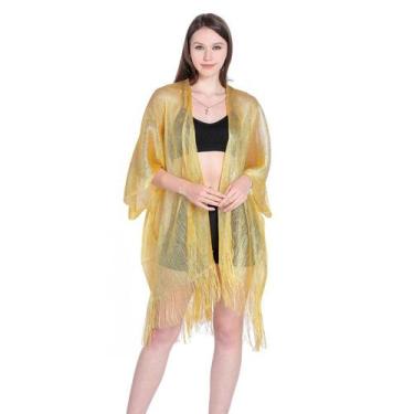 Imagem de Saída de Praia com Franjas Metálico Nova Moda Para o Verão - - anjo da