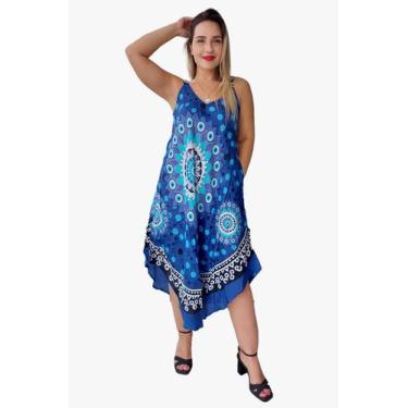 Imagem de Vestido Feminino Indiano Alça Trapézio C/Regulagem e Bolso Plus Size-C