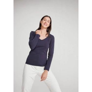 Imagem de Blusa Hering Manga Longa Ref:4D8A, Azul marinho, P