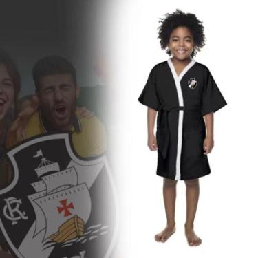 Imagem de Roupão de Banho Infantil Time Futebol Aveludado Praia Piscina - Lepper