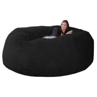 Imagem de Puff Gigante Redondo 200x80 Em Suede Premium Preto Sem Enchimento - Be