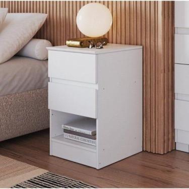 Imagem de Mesa Cabeceira 2 Gavetas Aurora 65,5cm x 42,5cm 38,8cm Branco - Móveis
