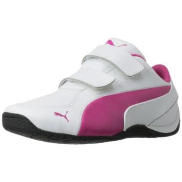 Imagem de PUMA Drift Cat 5 V Leather Sneaker (Toddler/Little Kid),White/Beetroot Purple/Beetroot Purple,2 M US Little Kid