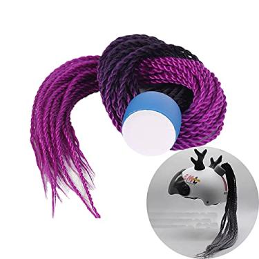 Imagem de Capacete de motocicleta Chifres do Diabo,Estilo de trança suja Decoração de trança para par de motos de snowboard (Black Purple)