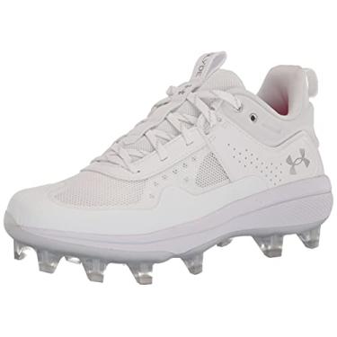 Imagem de Under Armour Tênis feminino de softbol Glyde Mt TPU, Branco (101)/Branco, 5.5