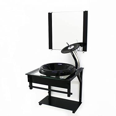 Imagem de GABINETE DE VIDRO 45CM APX COM CUBA CHAPEU PRETO