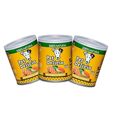 Imagem de Kit 3 Ração Úmida Pet Delícia Cães Risotinho de Frango - 320g