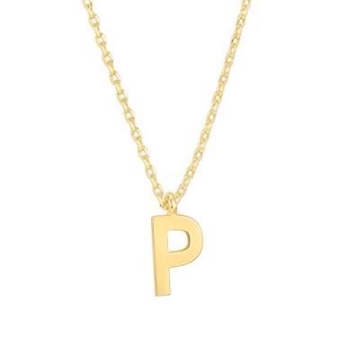 Imagem de PAVOI Colar com inicial banhada a ouro 14K | Colares femininos com letras, 13mm, Ouro amarelo, Sem Pedra Preciosa