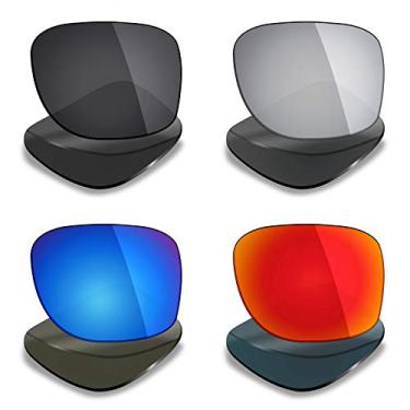 Imagem de Lentes de substituição polarizadas para óculos de sol Oakley Holbrook R da Mryok 4 pares – preto discreto/vermelho fogo/azul gelo/titânio prata