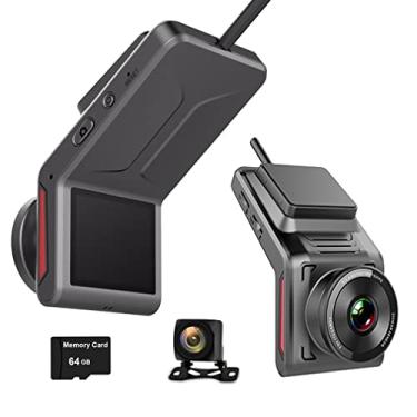 Imagem de XRC TECH Oculto 4G WiFi Car Dash Cam DVR, tela 2.0 IPS, controle de aplicativo de suporte à câmera retrovisor, gravador de câmera GPS FHD 1080P WDR de lente dupla frontal e traseira, com reprodução de trilha de log GPS, visão noturna, monitor remoto 24 horas (incluir cartão de 64 GB)