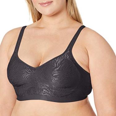 Imagem de Playtex Sutiã feminino sem aro 18 horas sem costura US3000, Jacquard de zebra preta, 36D