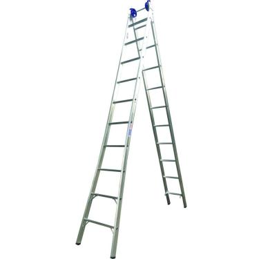 Imagem de Escada Profissional Esticável Dupla 9 Degraus - Alumínio - Real Escadas