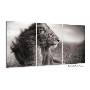 Imagem de Quadro decorativo Leão Juba Mosaico em Preto e Branco