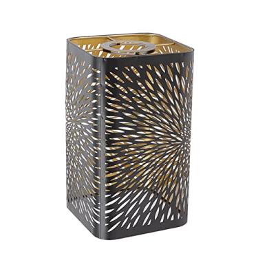 Imagem de Persianas de lâmpada, abajur de metal estilo moderno com padrão de folhas para lâmpada de mesa e luz de chão, 20 x 11,4 x 11,4 cm capa de lâmpada removível design oco para suporte de lâmpada E27 E26 para sala de estar quarto