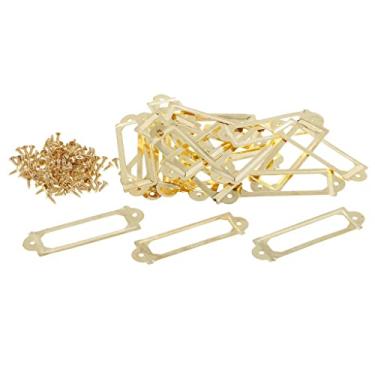 Imagem de 20 Peças de Acessório de Vintage Etiqueta Puxadora de Alça de Arquivo Porta-cartões para Gaveta de Armário, dourado