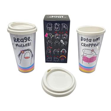 Imagem de Copo Térmico C/ Tampa Flork Reage Mulher Bota Um Cropped