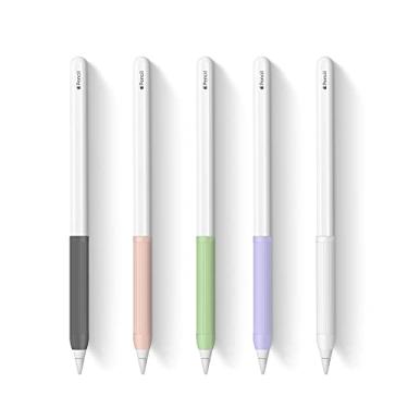 Imagem de litumfen Pacote com 5 capas de silicone compatíveis com Apple Pencil 1ª e 2ª geração (preto, verde, rosa, branco, roxo)