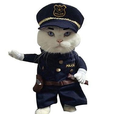 Imagem de Trajes de fantasia com chapéu Cachorro de estimação Gato Trajes de Halloween para festa de Natal Eventos especiais Traje Uniforme com chapéu Animal de estimação engraçado (M)