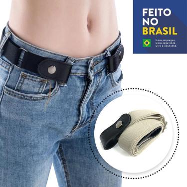 Imagem de Cinto Sem Fivela Unissex Conforto e Praticidade Preto e Bege