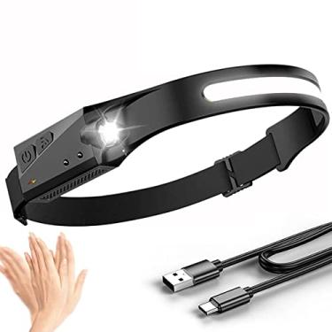 Imagem de Sensor de movimento LED farol potente XPE+COB farol tipo C USB recarregável lanterna de cabeça acampamento lanterna de pesca holofote (1 XPE)