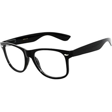 Imagem de Óculos de sol vintage estilo anos 80 com moldura colorida e proteção UV para homens ou mulheres, 1 Clear Lens Black, Medium
