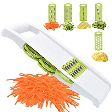 Imagem de NACOLUS Fatiador de legumes 5 em 1 Mandoline Slicer Mandolim Multi Blade Cortador de vegetais Cortador de vegetais Julienne Fatiador de batata verde