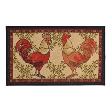 Imagem de Coleção Cozinha Galo Bege Multicolorido Impresso Antiderrapante Borracha Traseira Látex Contemporâneo Moderno Tapete de Área de Corredor (9112) (Tapete 45,72 x 76,22 cm)