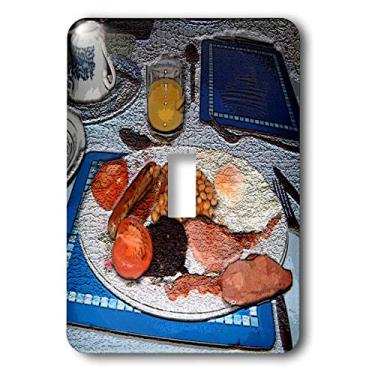 Imagem de 3dRose lsp_44648_1 Interruptor de café da manhã tradicional inglês de suco, feijão, pudim de sangue, ovos fritos, salsicha e tomates texturizado