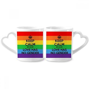 Imagem de Conjunto de canecas de porcelana para casais LGBT gay lésbicas transgêneros conjunto de canecas de cerâmica para amantes de copo de coração