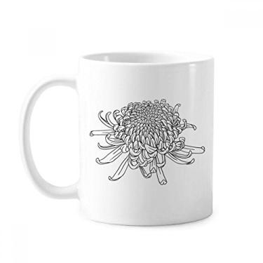 Imagem de Caneca de cerâmica com contorno de crisântemo, flor e cerâmica para café e porcelana