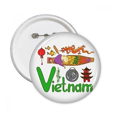 Imagem de Emblema de símbolo nacional do Vietnã padrão de ponto de referência alfinetes redondos para decoração de acessórios 5 peças
