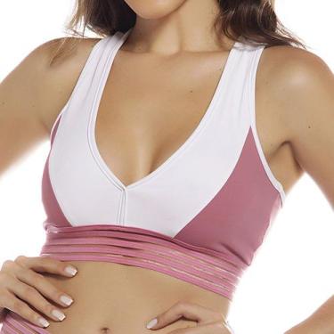 Imagem de Top Fitness Com Costas Nadador  Rosa Pink E Branco - Sstyle