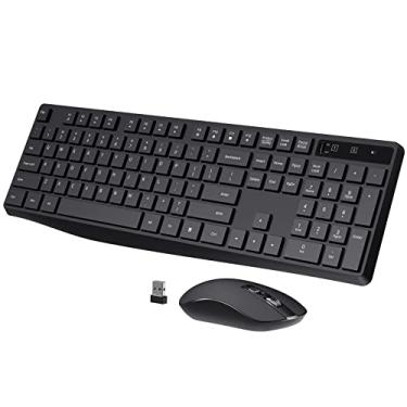 Imagem de Combo de teclado e mouse sem fio, mouse e teclado COLIKES 2,4 G USB sem fio, DPI de 3 níveis, fino, ergonômico, responsivo Plug & Play para computador, laptop, PC - tamanho completo