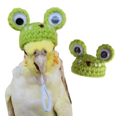 Imagem de Chapéu de pássaros fofos com chapéu divertido para papagaio, aniversário/Halloween/festa de Natal, capa de cabeça para periquitas, calopsitas conure Lovebird (verde, periquito)