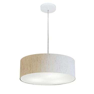 Imagem de Lustre Pendente Cilíndrico Cúpula Tecido 40x15 cm, Vivare Iluminação, Pendente4132 LLA-35, Linho Bege, Médio