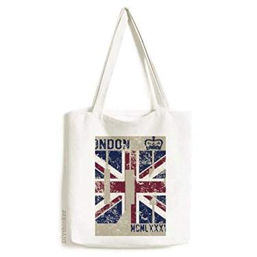 Imagem de Londres King Reino Unido Bandeira da União Jack Bolsa de compras Bolsa casual Bolsa de compras