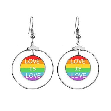 Imagem de Arco-íris Gay LGBT Brincos Lésbicas Transgênero Pingente Joia Círculo Gota
