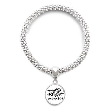 Imagem de DIYthinker Pulseira de prata com pingente de corrente ajustável World's Okayest Moniter