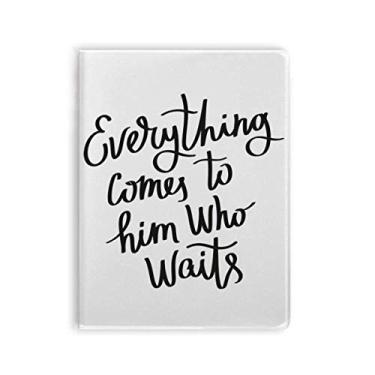 Imagem de Caderno com citação Everything Comes to Him Who Waits, capa de chiclete, diário de capa macia