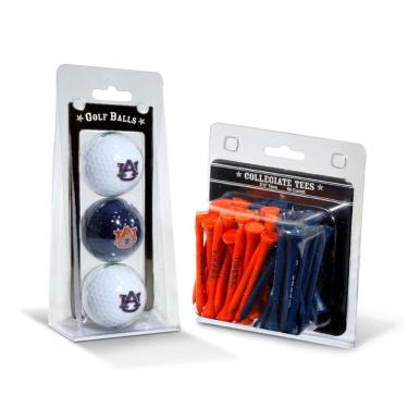 Imagem de Team Golf Bolas de golfe impressas com logotipo NCAA Auburn University Tigers (3 unidades) e camisetas de golfe regulamentadas de 6,9 cm (50 unidades), multicoloridas